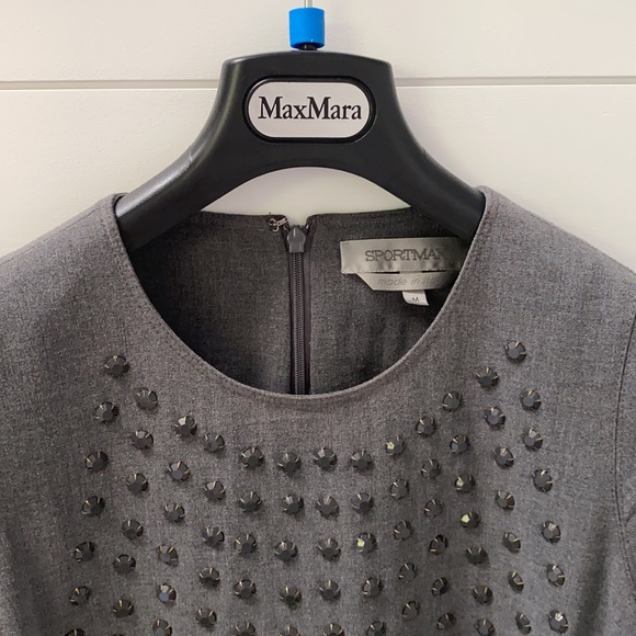 SportMax Dark Grey A-Line Dress - Picture 2 of 14